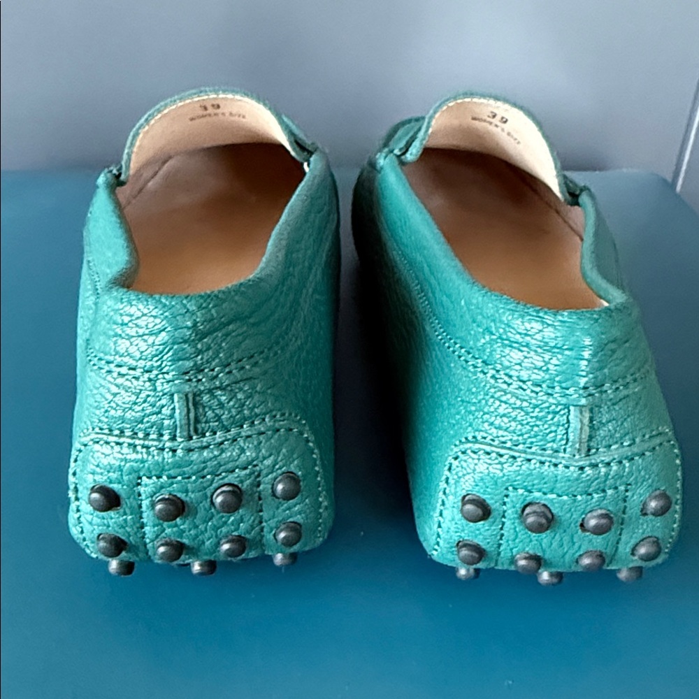 Tod's Gommino Classic Driving Shoe Leather Penny Loafers in Teal Sz 39 - Picture 13 of 13